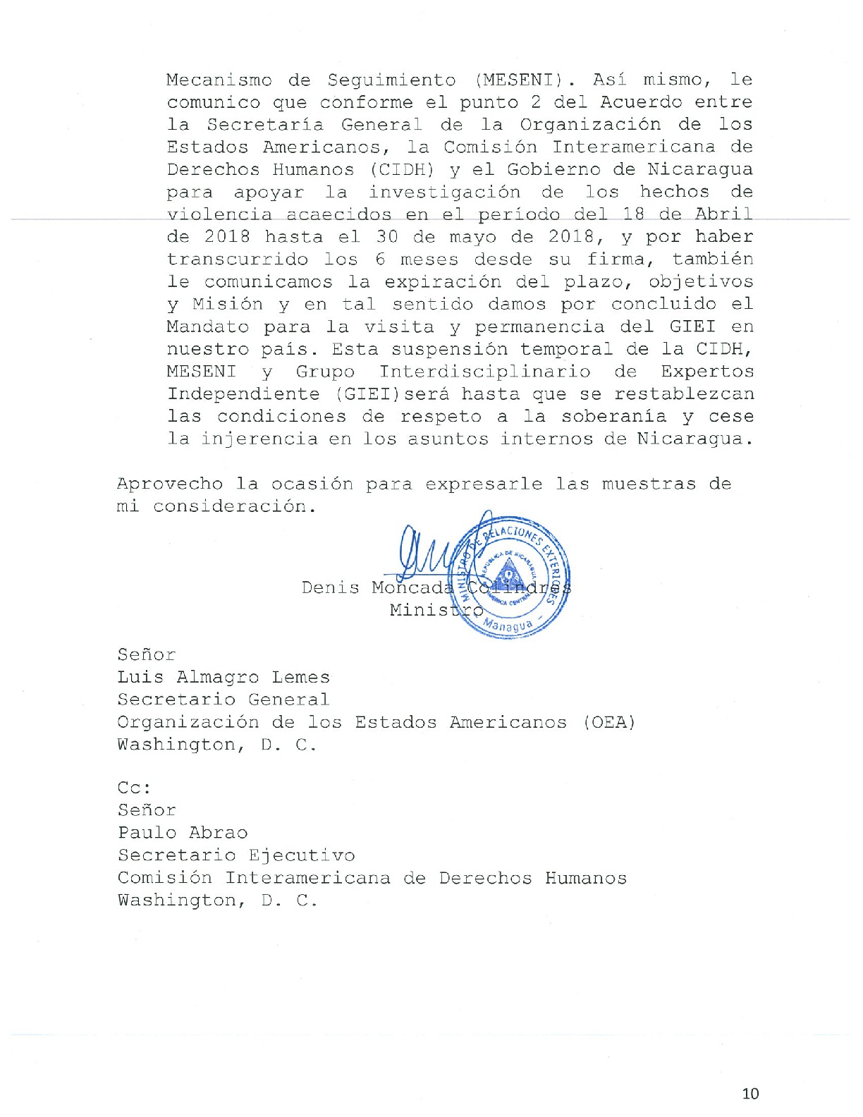 canciller&iacute;a