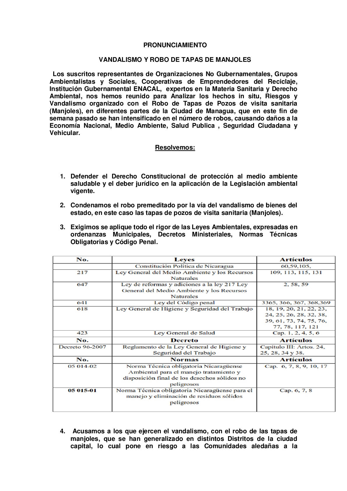 PRONUNCIAMIENTO