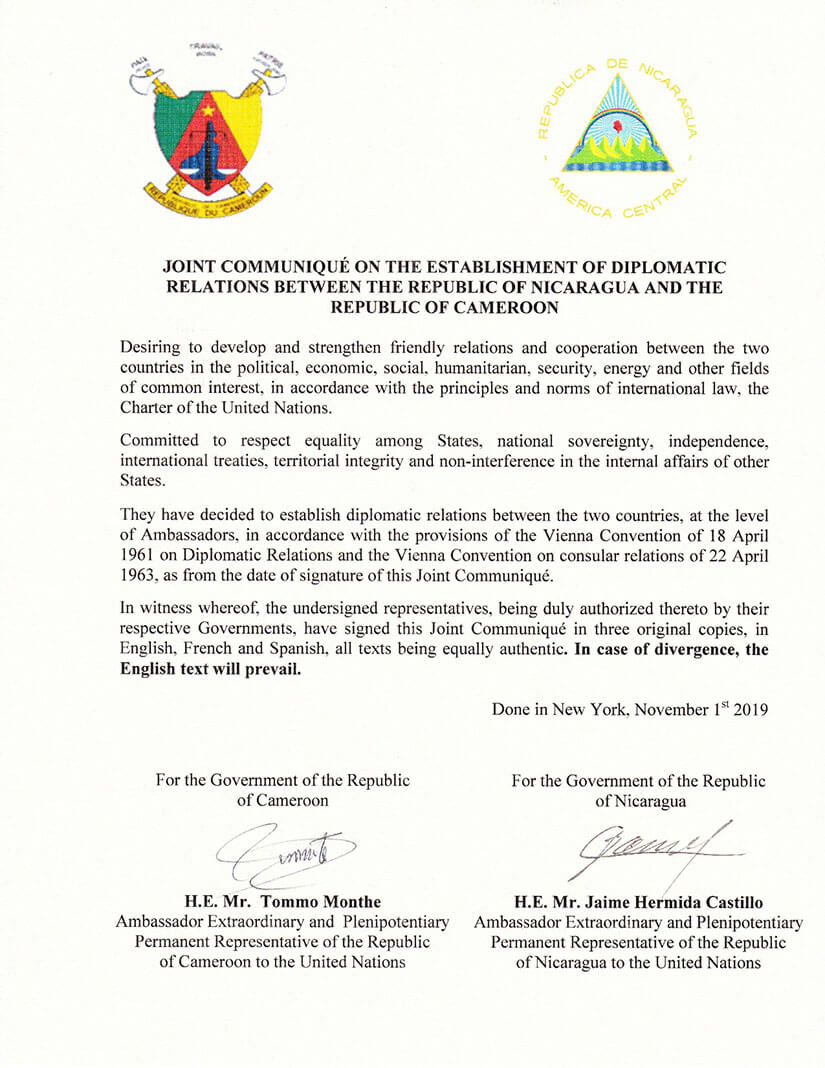 nicaragua-relaciones-diplomaticas-camerun