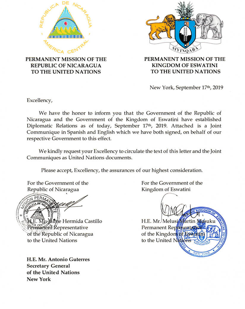 nicaragua-establece-relaciones-reino-esuatini-