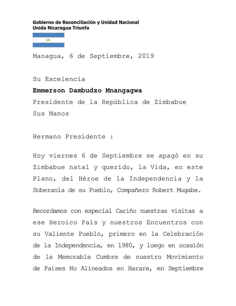 mensaje-zimbabue-nicaragua-mugabe