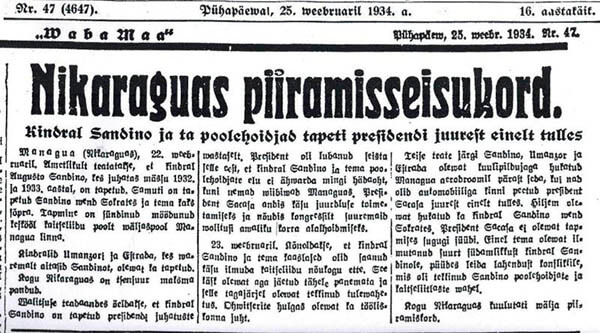 Sandino en la prensa de Estonia
