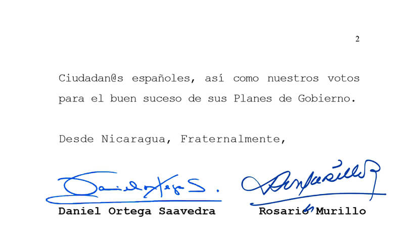 mensaje-nicaragua-espana-gobierno-pedro-sanchez