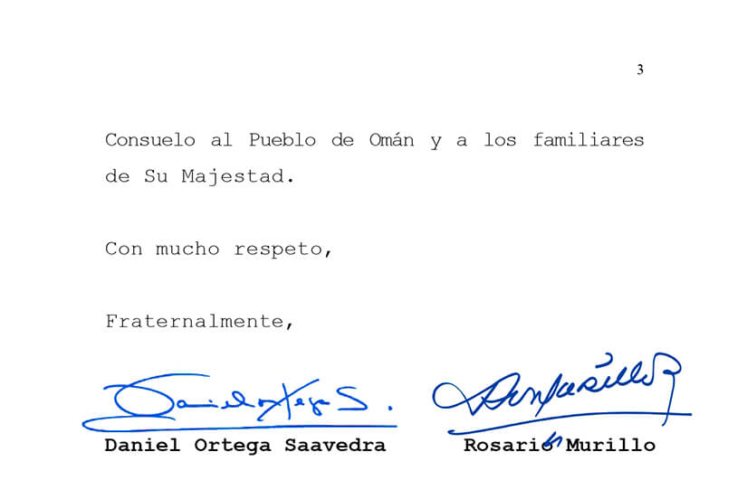 mensaje-nicaragua-fallecimiento-sultan-oman
