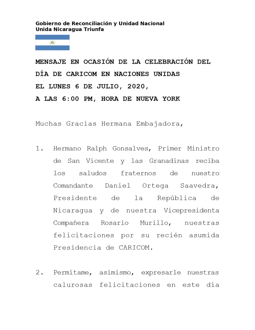 mensaje-nicaragua-onu-caricom