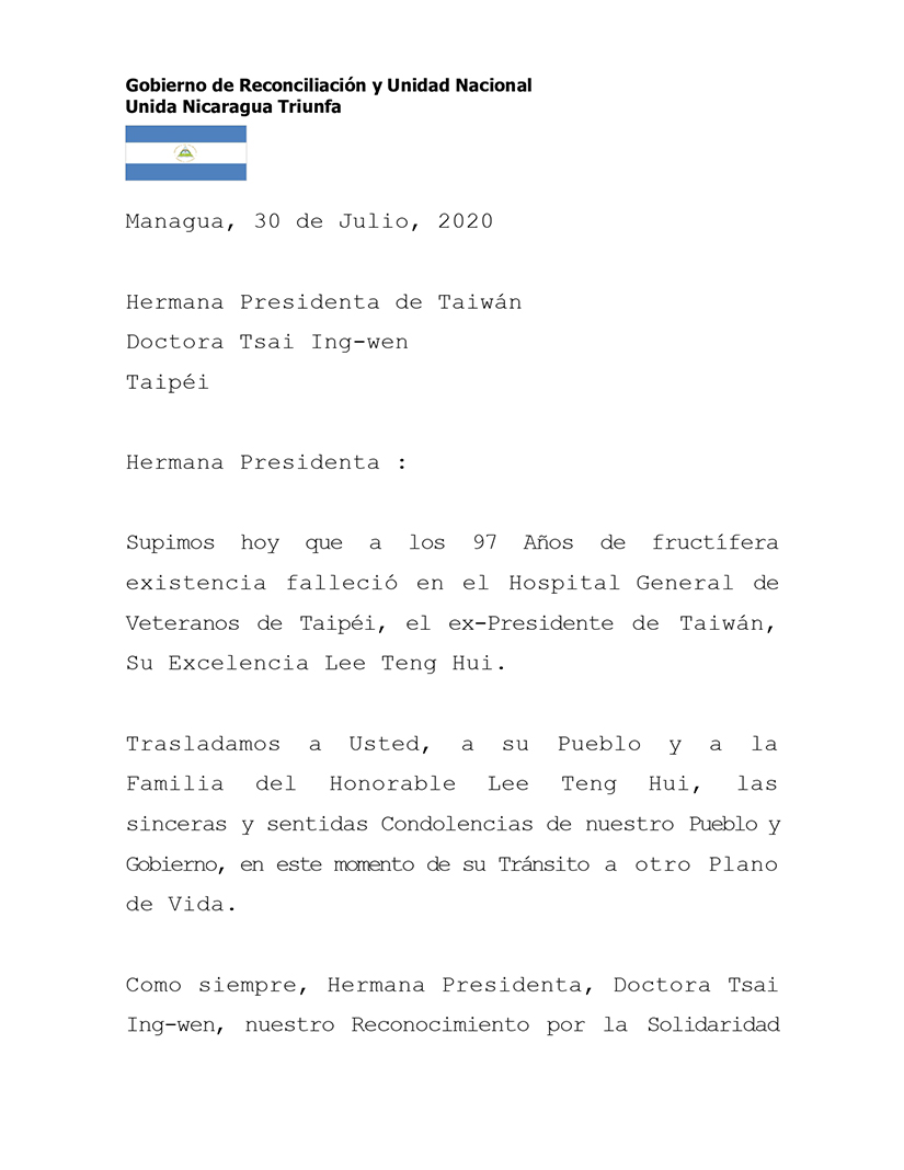 mensaje-condolencias-taiwan-por-fallecimiento-ex-presidente-lee-teng-hui