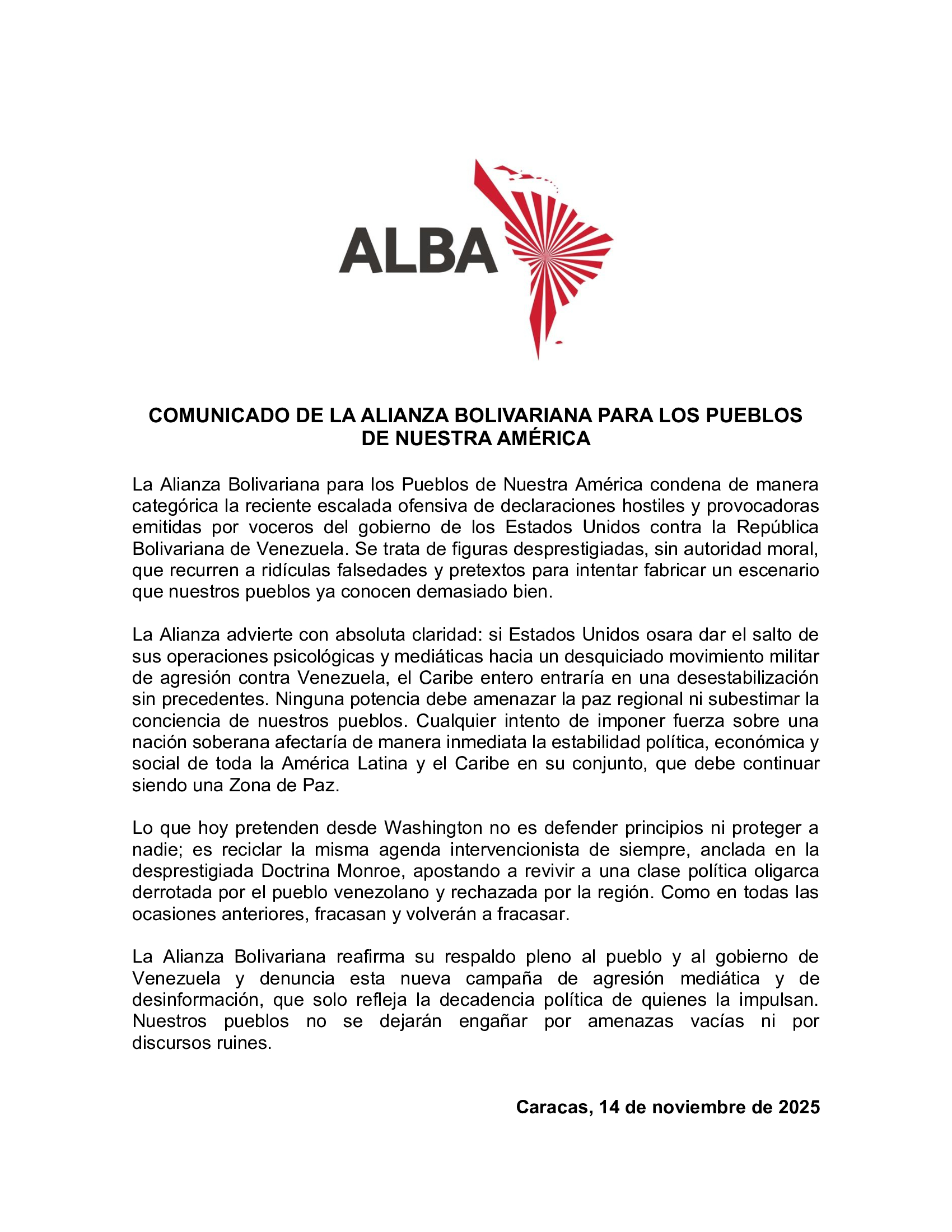 ESP-FComunicado-ALBA-condena-escalada-de-amenazas-de-EEUU